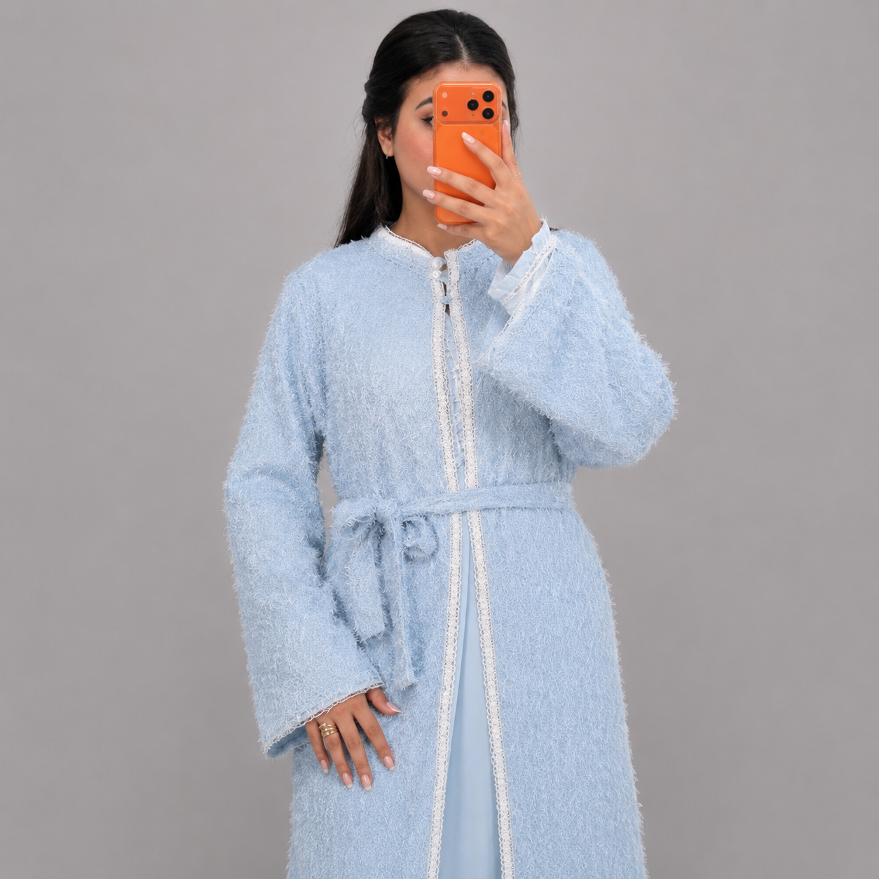 Robe de Nuit Longue Rosa – Texture Douce & Élégante