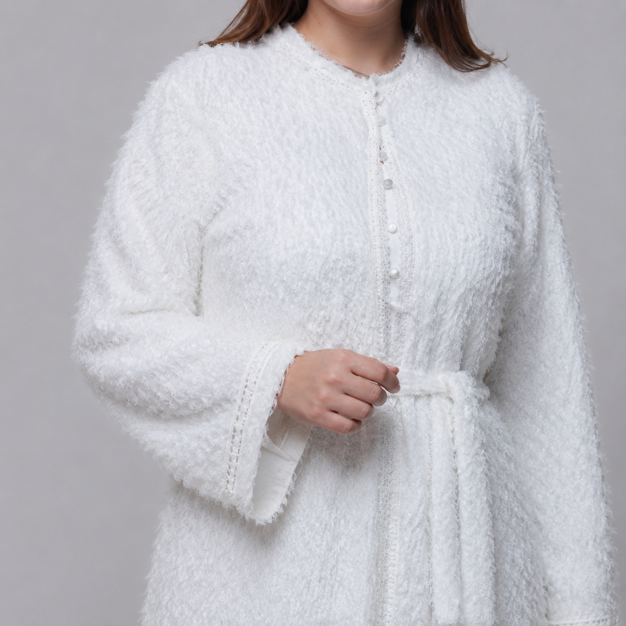 Robe de Nuit Longue Rosa – Texture Douce & Élégante