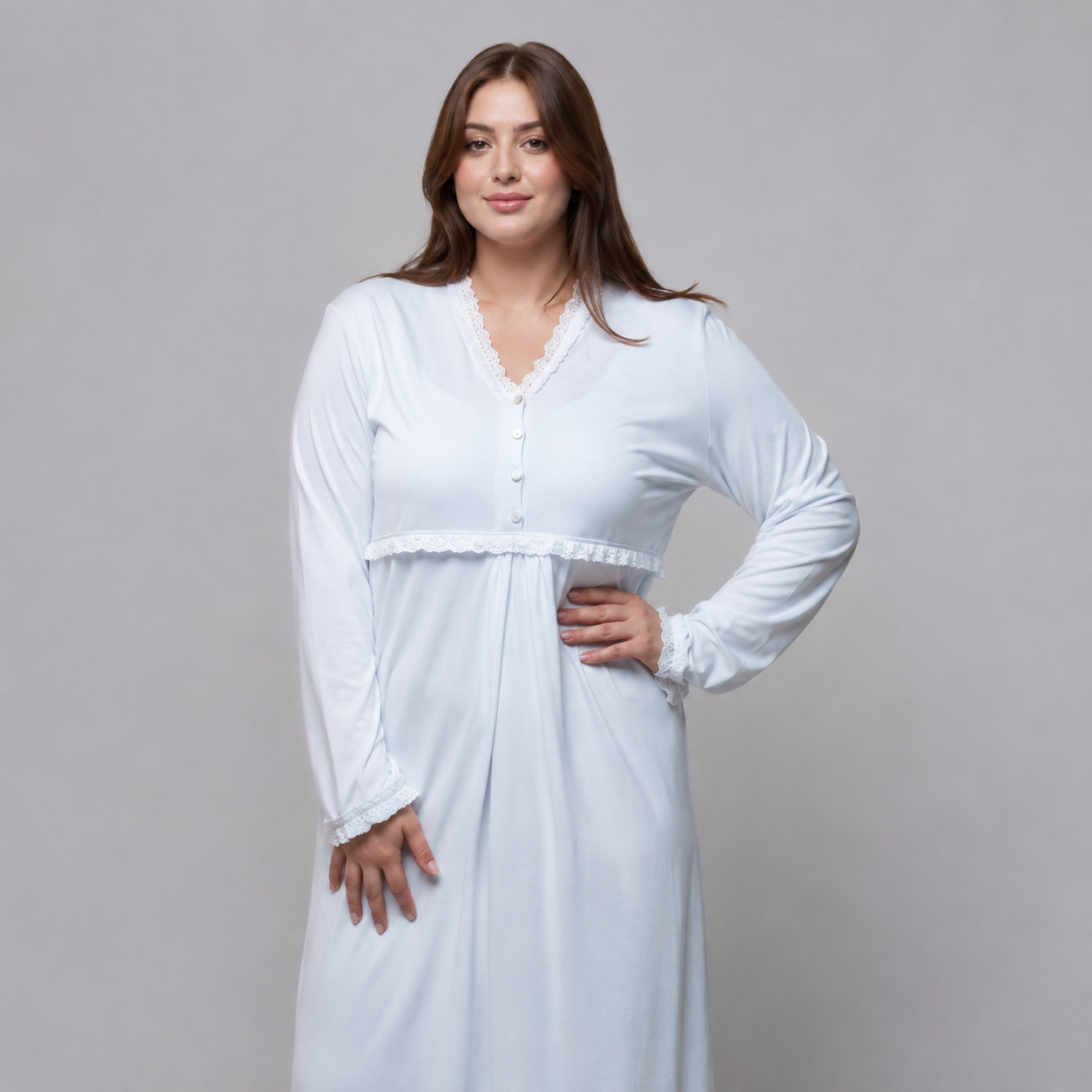 Robe de Nuit Longue Rosa – Texture Douce & Élégante