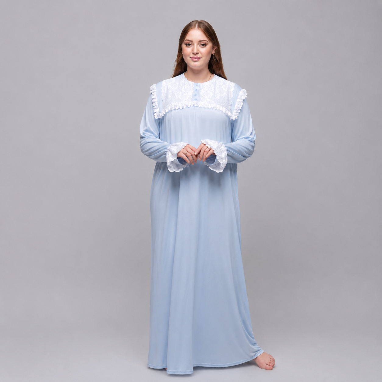 Chemise de Nuit Longue Rosa – Dentelle & Douceur