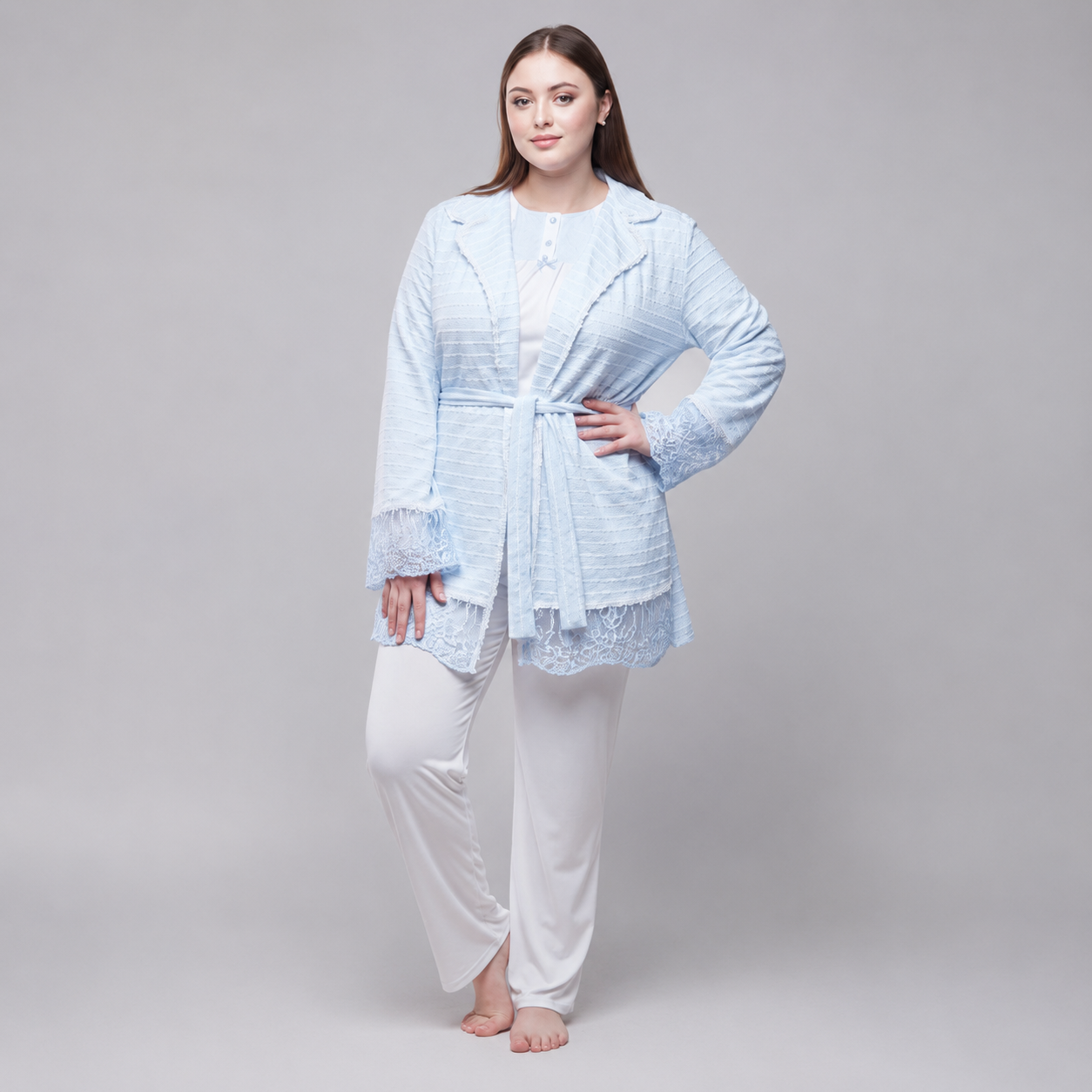Ensemble Homewear 3 Pièces Rosa – Dentelle & Confort