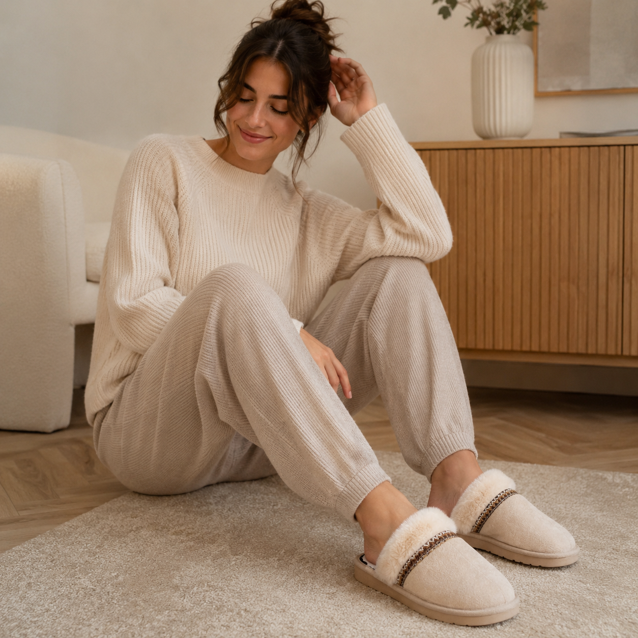 Pantoufles Femme Fourrées Genoa – Douceur & Confort