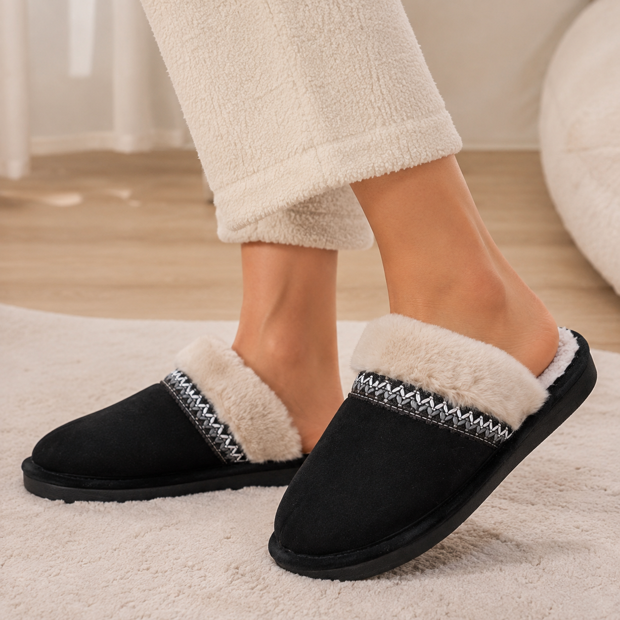 Pantoufles Femme Fourrées Genoa – Douceur & Confort